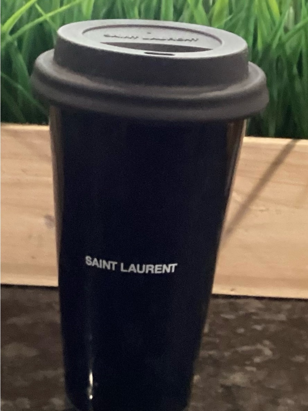 Saint Laurent Black Travel Mug with Logo